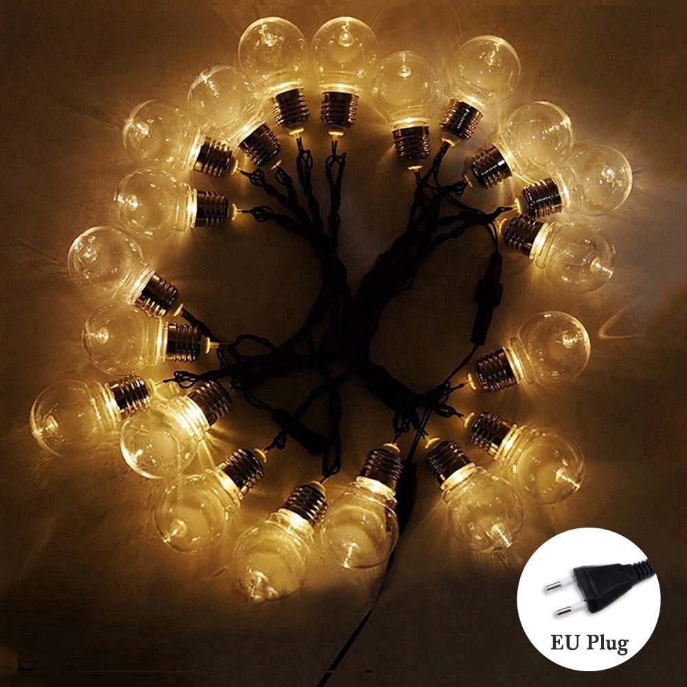 Lampu String 20 Led 6m Bentuk Globe Plug Us Eu Anti Air Untuk Dekorasi Indoor/Outdoor