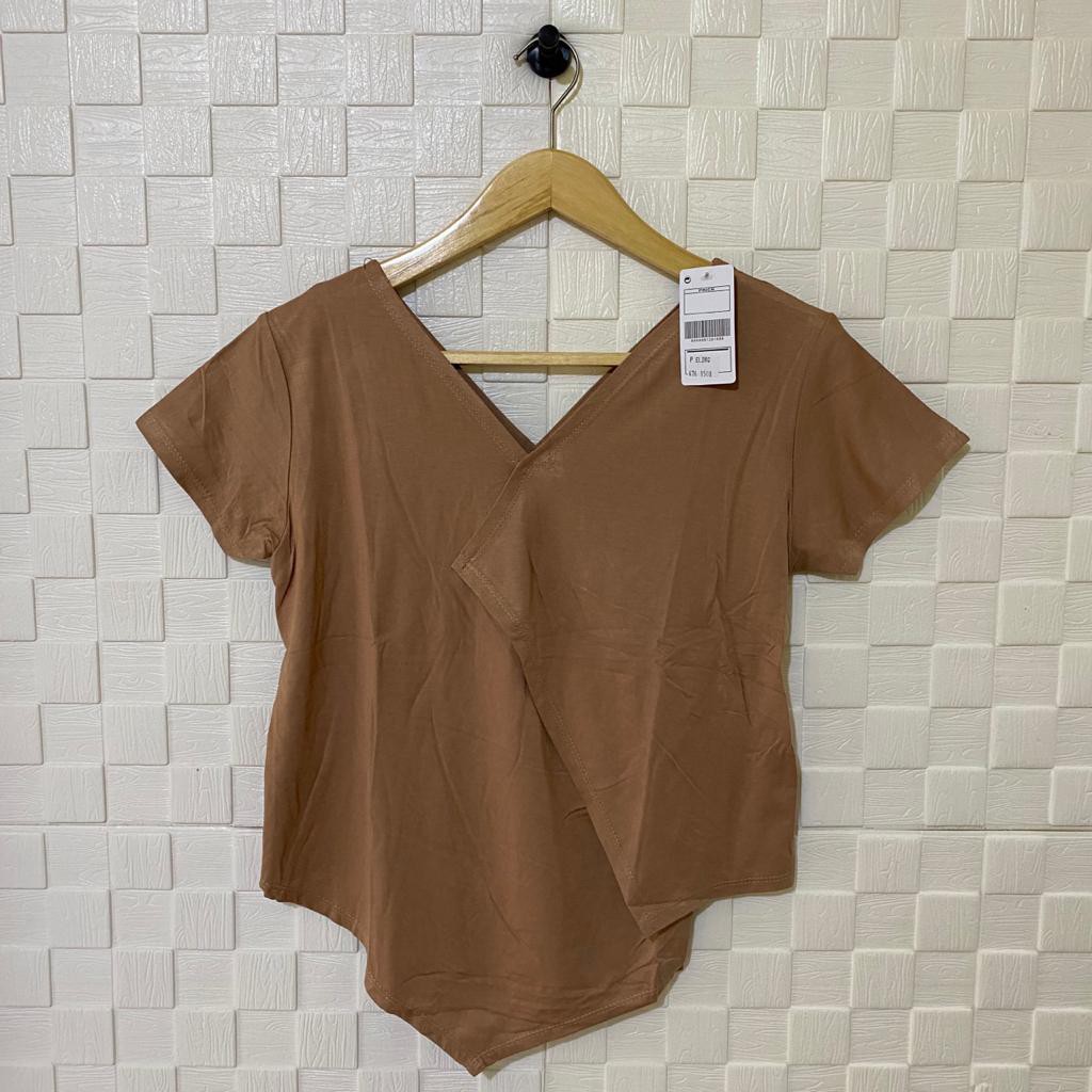 atasan vneck sambung lengan pendek wanita/kaos wanita/atasan terbaru/kaos vneck /kaos polos shabhira-3