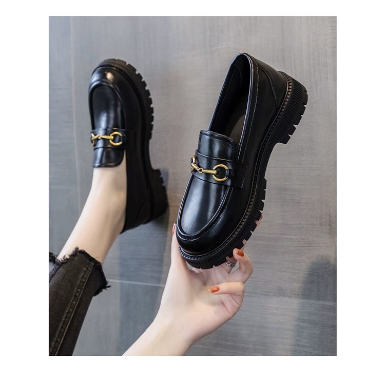 SEPATU WANITA LOAFERS / DOCMART  BLACK DOFF NEW PREMIUM DK 02