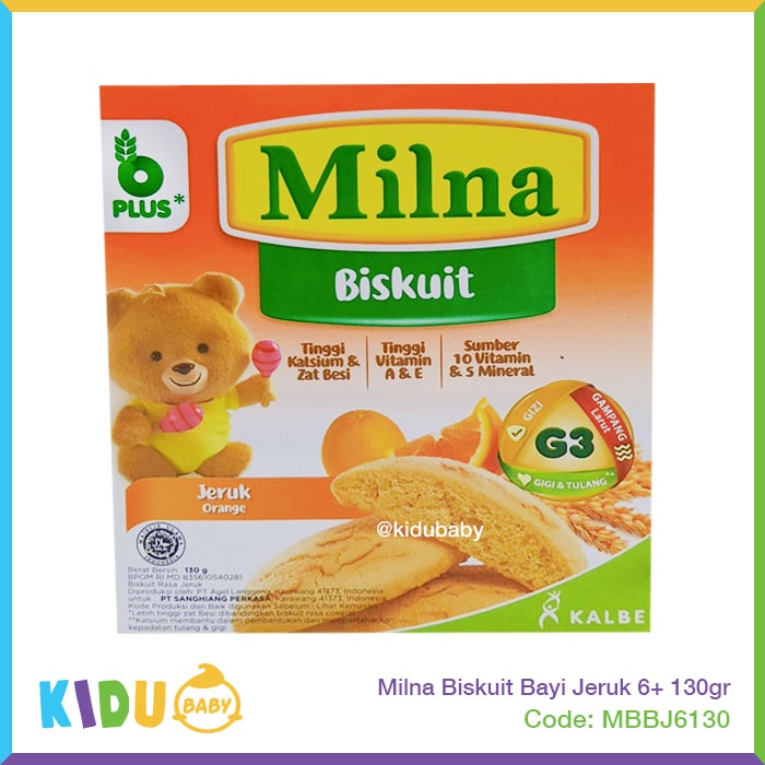 Milna Biskuit Bayi Cemilan MPASI 6 bulan keatas 130gr Kidu Baby