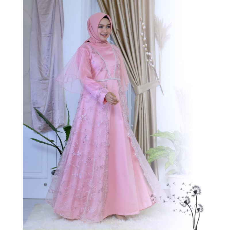 Kebaya Gamis Aureli / Kebaya Gamis Tulle  / Gamis Brokat Pesta / Gamis Kebaya Brokat