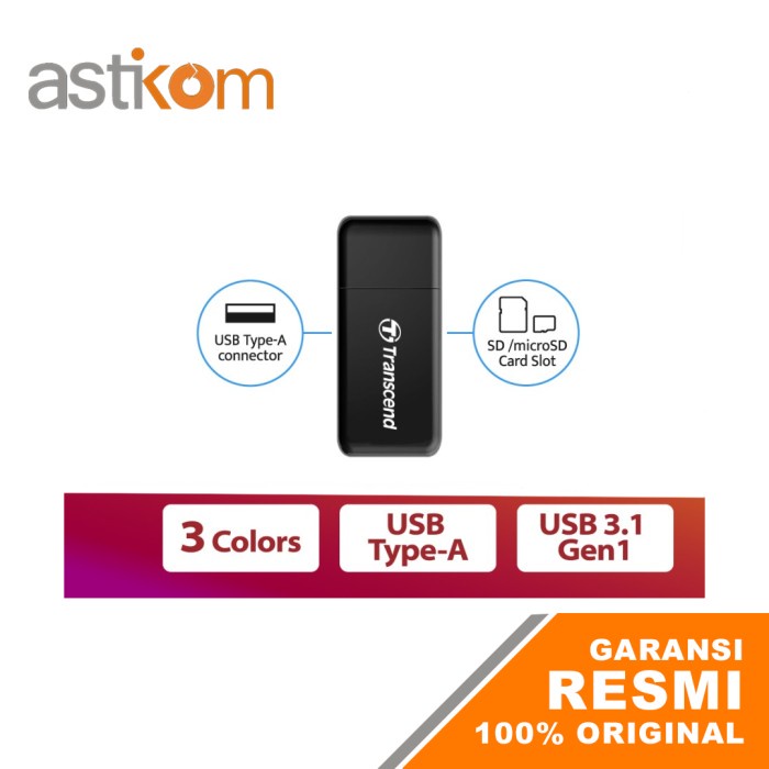 Transcend Card Reader USB 3.1 RDF5 - Hitam