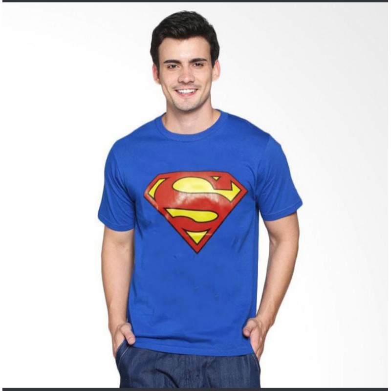 Kaos Distro Superhero Marvel Logo SUPERMAN - Biru L