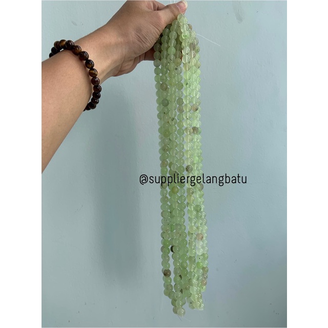 bahan batu kuarsa hijau green quartz 10mm healing yoga therapy craft