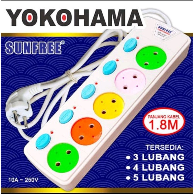 stop kontak YOKOHAMA 3 lubang 4 lubang 5 lubang - kabel 180cm