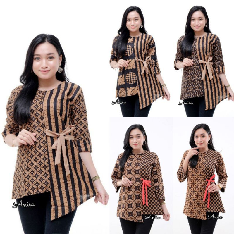 Tey-17 Batik Wanita Asj Sa Hrb026 Kenongo Kemeja Tosca Pendek