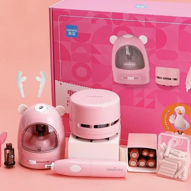 

Best Limited tenwin electric stationery set alat tulis penghapus serutan elektrik sharpener eraser