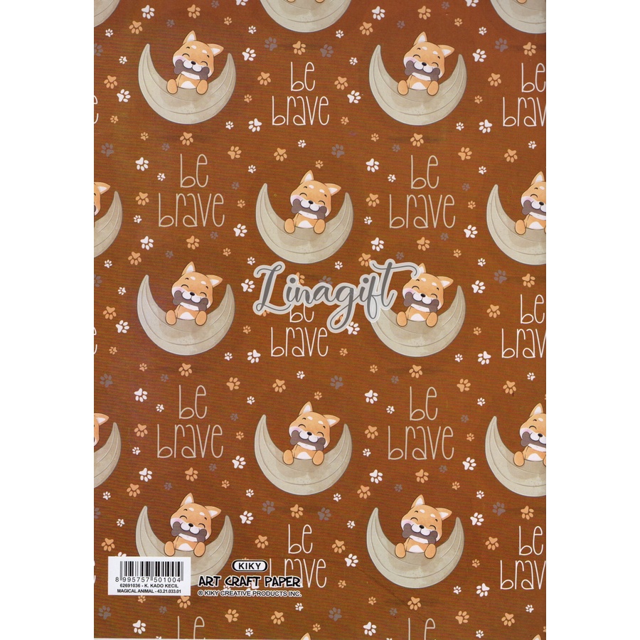 ( 5 Lembar ) FACE OF ANIMALS KIKY - KERTAS KADO - GIFT WRAPPING PAPER - DINOSAURUS / CAT / SAFARI / LION / CIRCUS / CUTE / ANAK / BIRTHDAY / ULANG TAHUN MOTIF