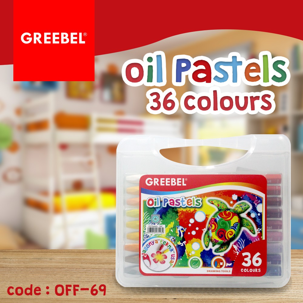 OFF-69 | GREEBEL 36 WARNA Crayon Oil Pastel Set 36 Color Alat Kesenian Menggambar