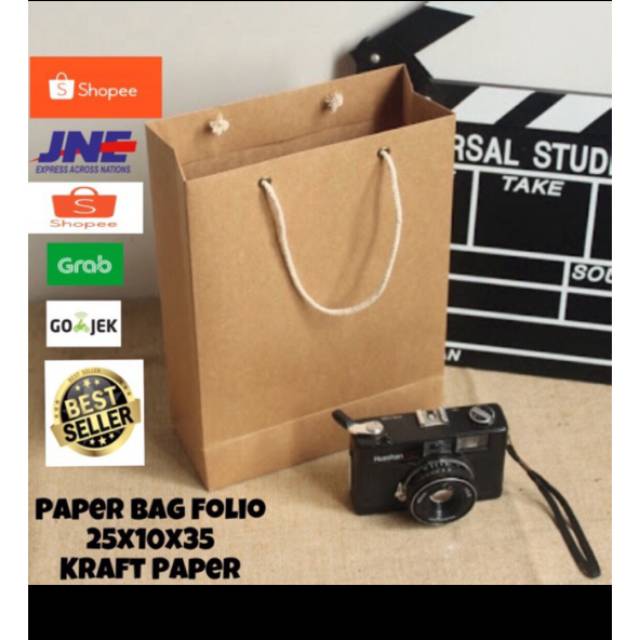 

Paperbag Tas Kertas Folio Goodie Bag Shopping Bag Folio Kraft Paper 25x10x35 Terlaris