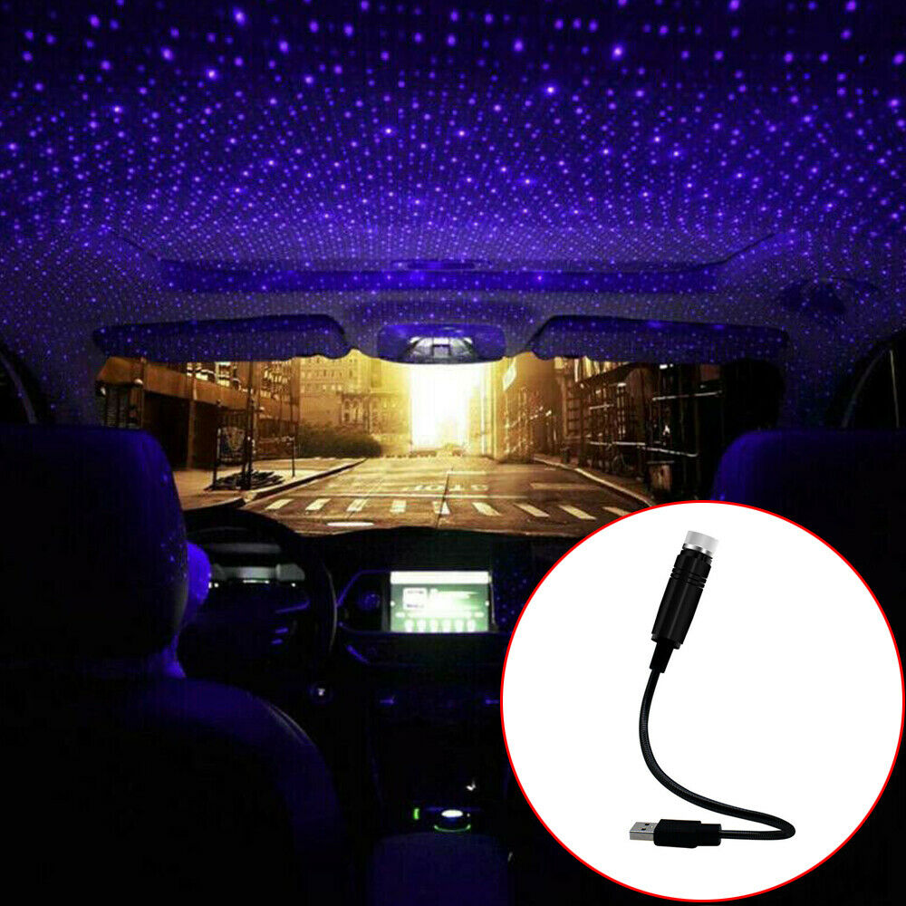 Lampu Proyektor LED Mini Motif Langit Berbintang Warna Biru Untuk Dekorasi Interior Mobil