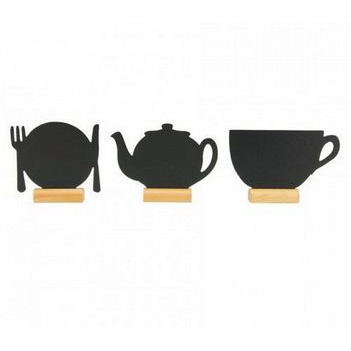 

MINI TEACUP,TEAPOT & PLATE SHAPED TABLE CHALK BOARD 3pcs/pkt, SECURIT / papan tulis meja