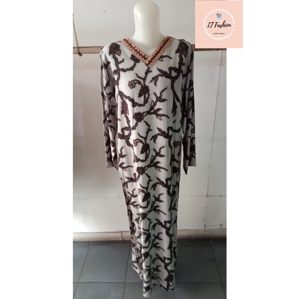 Daster Longdress Dia Putri Batik Pekalongan Baju Tidur Daster Busui Leher Segitiga