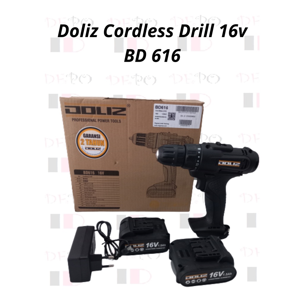 Cordless Drill Doliz BD 616 16 Volt / Mesin Bor Baterai Cas Doliz BD 616