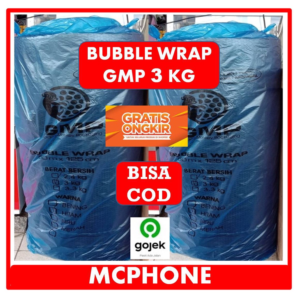 Bubble Wrap Roll 125x 50 M Hitam Bening Merk GMP Selalu READY