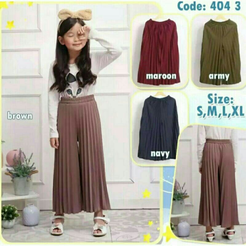 CELANA KULOT PLISKET ANAK TANGGUNG 10-14 TAHUN/KULOT PLISKET PREMIUM ANAK/KULOT PLISKET KLOK ANAK