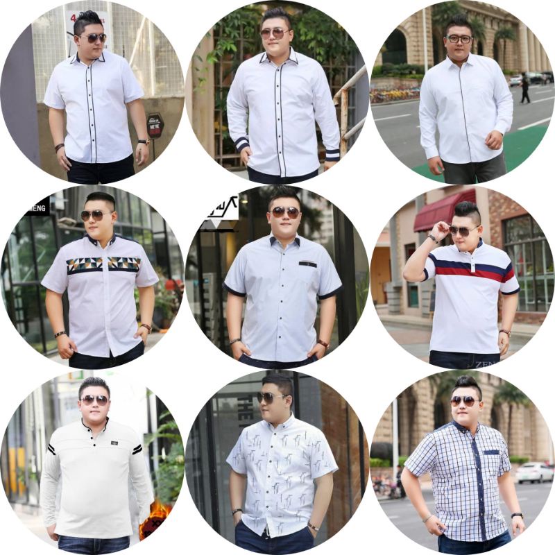BAJU ATASAN PRIA JUMBO BIG SIZE EXTRA LARGE WARNA PUTIH KAOS T SHIRT KEMEJA HEM SEMI FORMAL CASUAL L