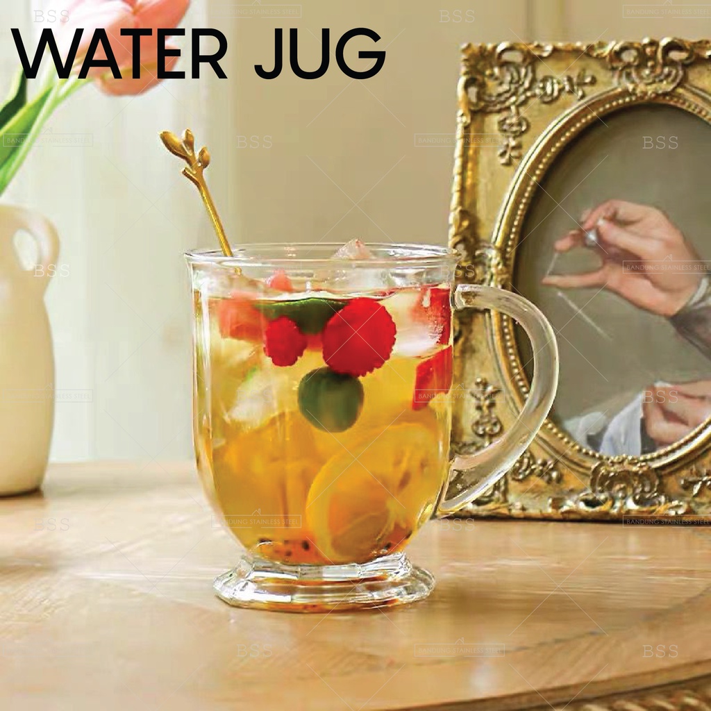 Water Jug Gelas Kaca Pegangan Besar Jumbo 700ml Jus Juice Cafe Ins Style Simple Cantik