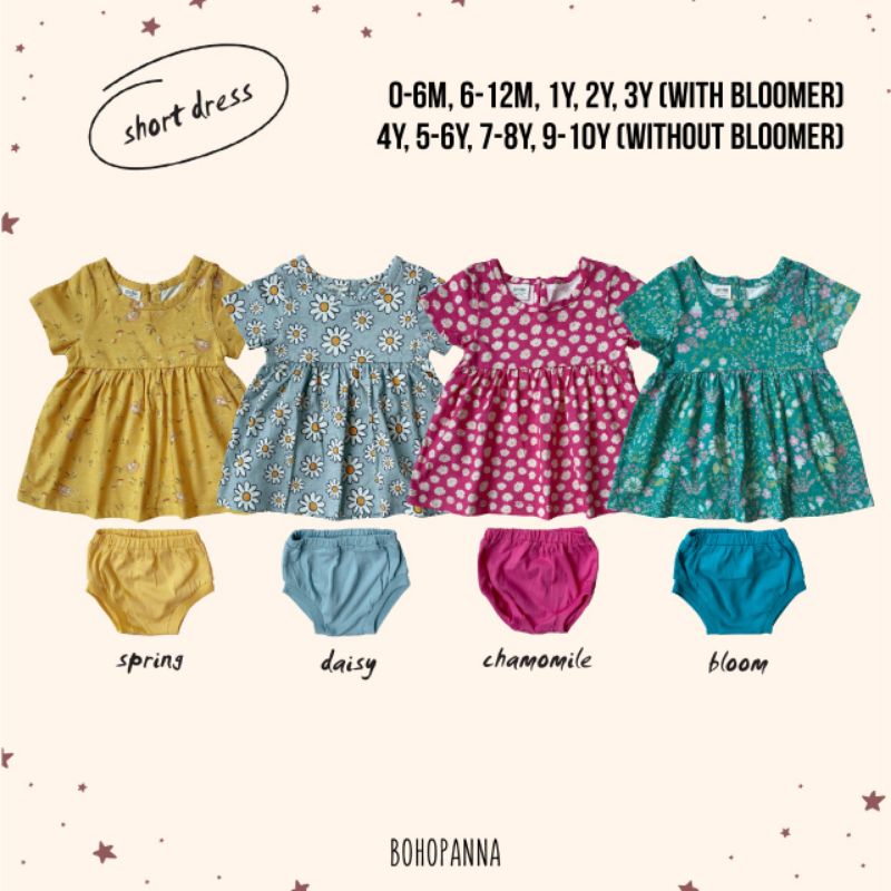 BOHOPANNA - SHORT SLEEVE DRESS BOHOPANNA - DRESS ANAK - DRESS BAYI - PAKAIAN ANAK