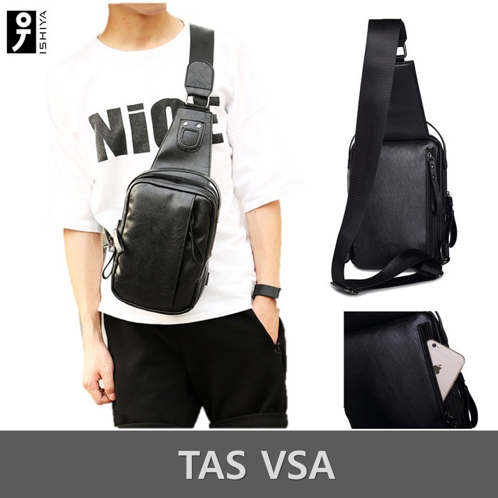 Tas Selempang Pria Impor Kulit Korea Style. -Tas Ishiya VSA-