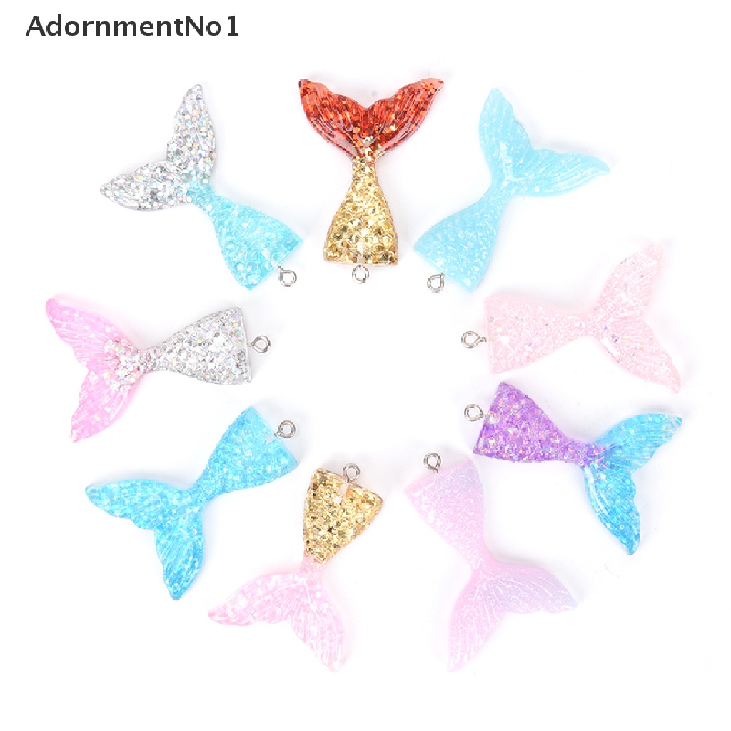 (AdornmentNo1) Liontin Bentuk Ekor Mermaid Aksen Glitter Bahan Resin Untuk Aksesoris Gelang / Kalung