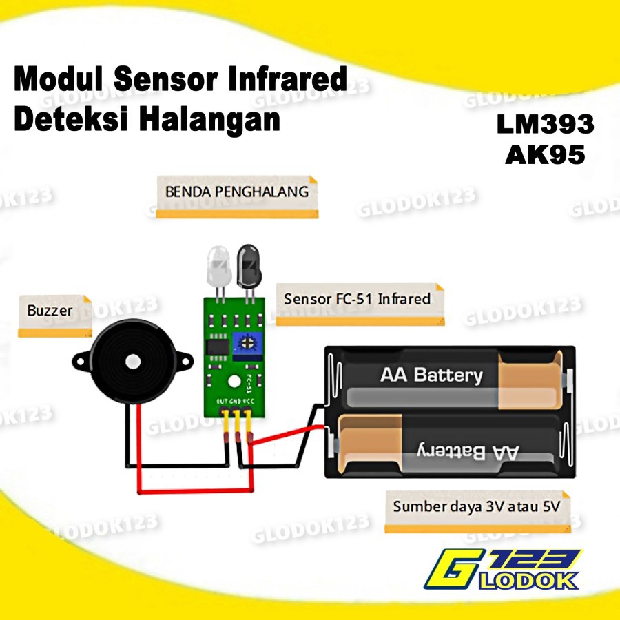 Infrared Barrier Module Obstacle Avoidance Halangan Sensor LM393 AK95