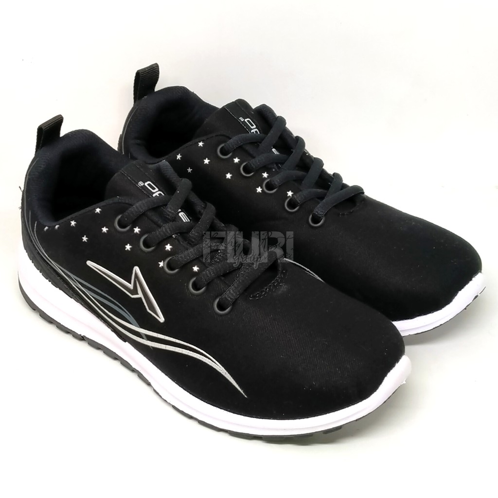 FIURI - Ando Original - HONEY BEE 33-40 Hitam Putih - Sepatu Kets Wanita - Sepatu Sneakers Wanita - Sepatu Olahraga Sport Wanita - Sepatu Casual - Sepatu Jogging Lari Fitness Gym Senam Wanita Cewek - Sepatu Sekolah Bertali SD SMP SMA-5
