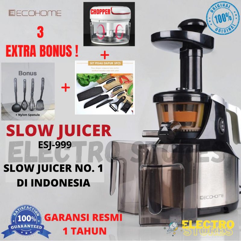 ECOHOME Slow Juicer ESJ 999 RPM 65 New ORIGINAL Blender ESJ999 Garansi Original