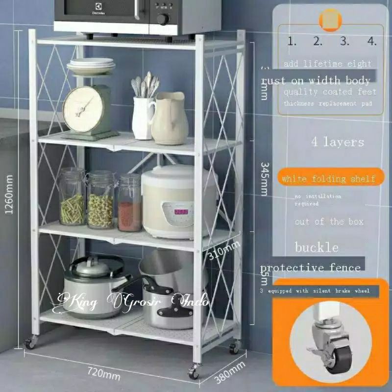 Rak Dapur Lipat 3 Tingkat 4 Tingkat Dan 5 Tingkat Multifungsi / Kitchen Rack Multi Layer / Rak Susun