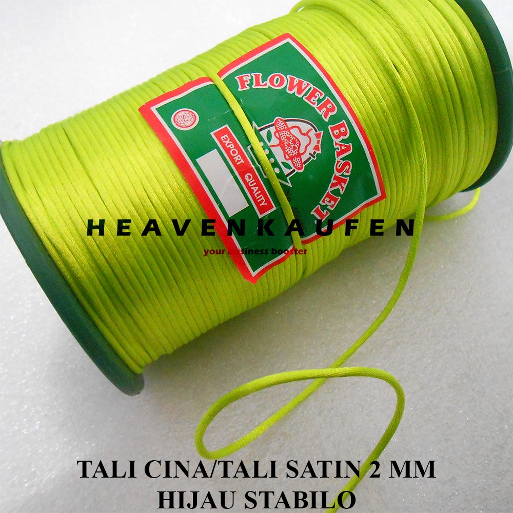 Tali Cina / Tali Satin Cina Hijau Stabilo Diameter 2 mm Murah Meteran