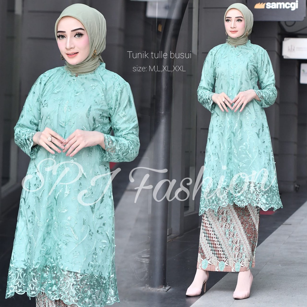 Best Setelan kebaya tunik tille busui Outfit Kebaya Tunik Tulle busui-kebaya Modern-Dress Pesta -dres Wisuda-tunik busi kondangan-kebaya modern-kepaya pesta-kebaya wisuda