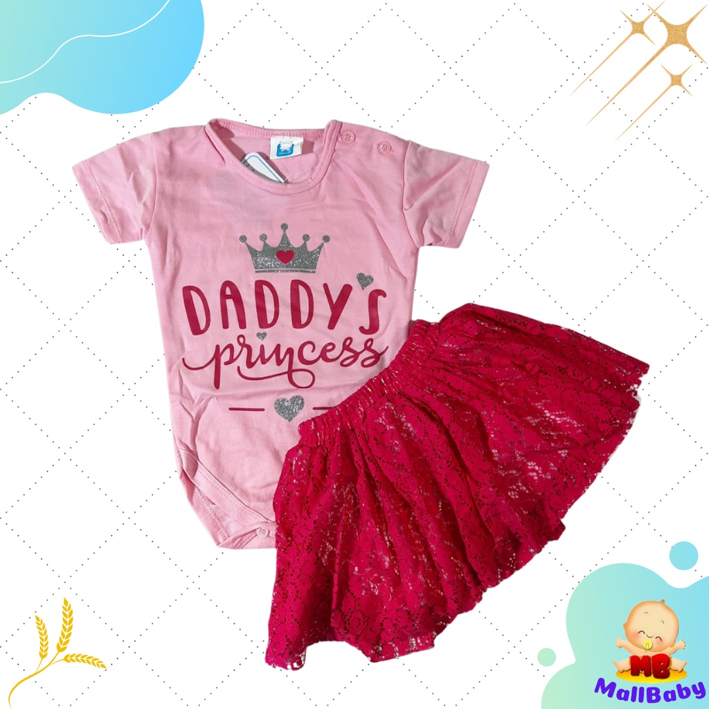 Baju Bayi Perempuan 6-12 Bulan Setelan Rok Bayi Perempuan 0-6 Bulan Set Bandana Daddy's Princess