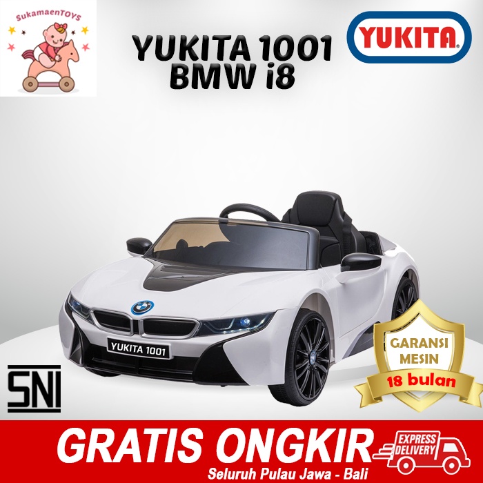 MAINAN MOBIL AKI ANAK YUKITA 1001 BMW i8 Putih - LICENSE BMW