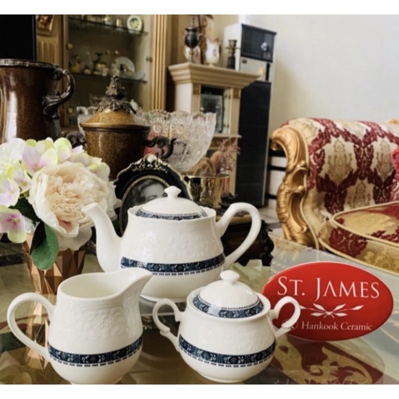 Tea pot set / saint james / okja / tea pot / sugar / creamer / mewah