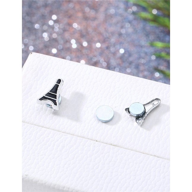 LRC Anting Magnet Fashion Silver Tower Magnet Earrings F66584