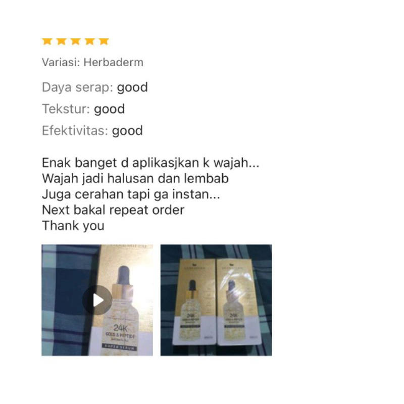 READY STOCK GOLD SERUM 24k COSMOLIVE  HERBADERM SERUM ANTI AGING ORI TURKI