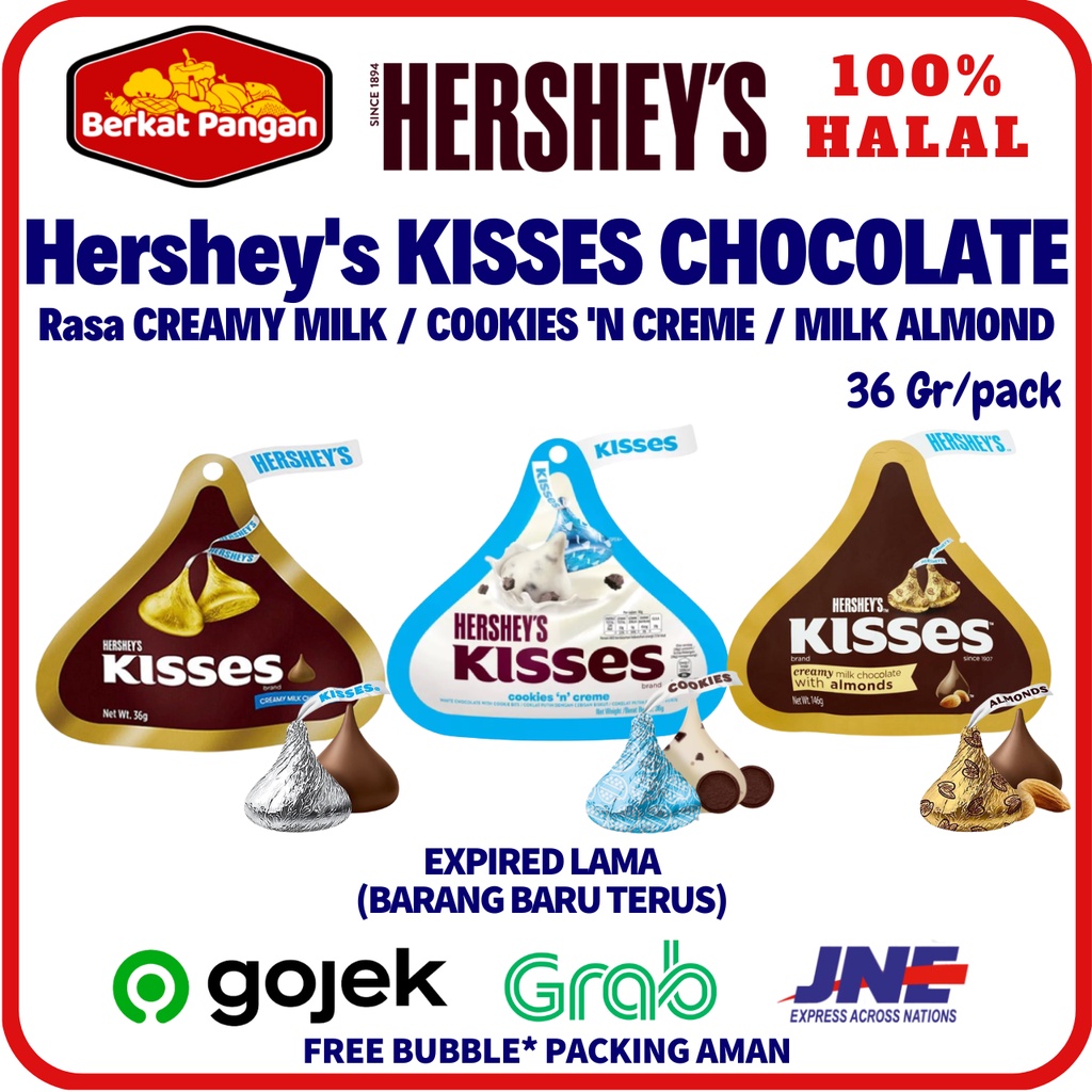 Hershey'S Kisses Cokelat Milk / Cookies n Creme / Milk Almond 36 gr