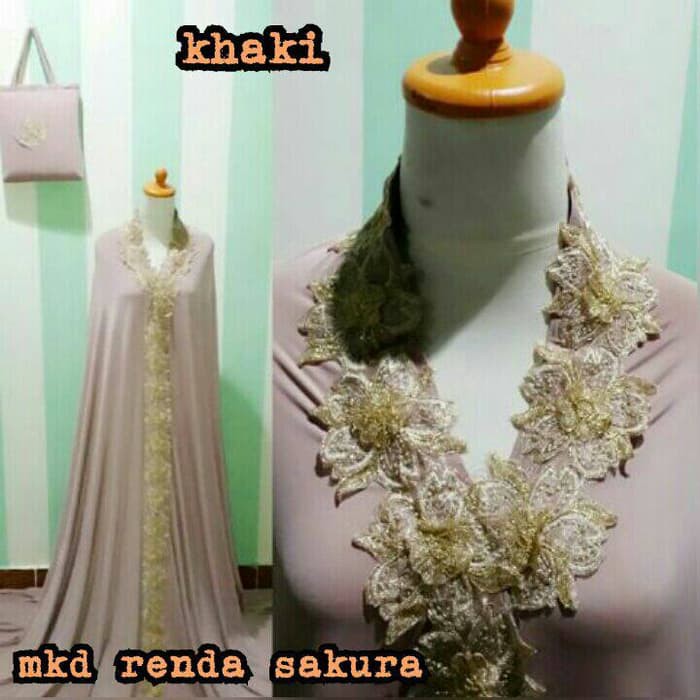 NEW MT MUKENA DUBAI BORDIR SAKURA KHAKI | GROSIR MUKENA SURABAYA