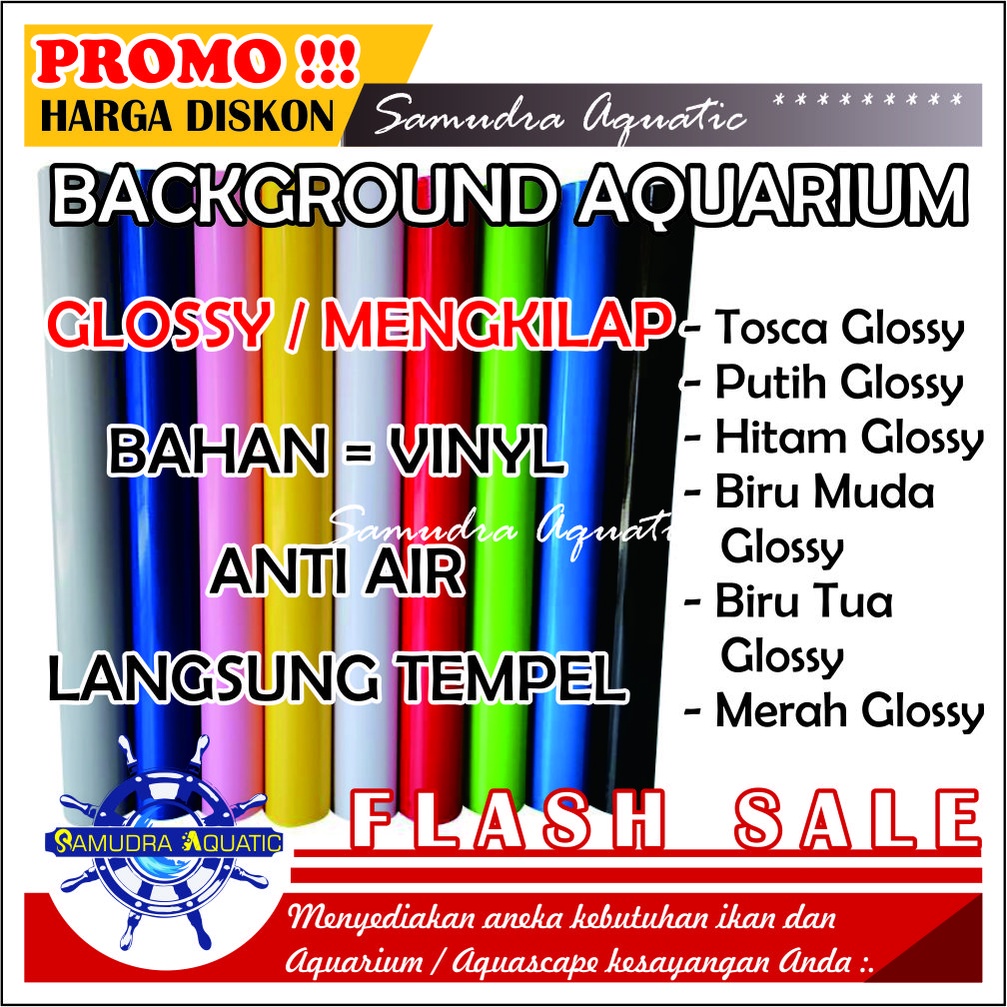 (GLOSSY, Mengkilap) Background Aquarium Aquascape SALE, Stiker Skotlet Aquarium Aquascape GRATIS PACKING KARDUS