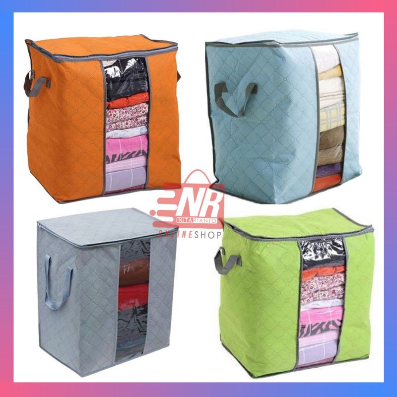 Storage bag berdiri/ storage box selimut/bamboo storage/Tempat penyimpanan selimut/storage organizer