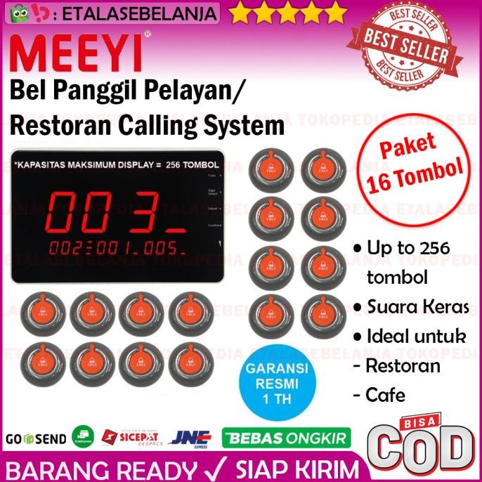 Promo Bel Meja Restoran 1 Display dan 16 Call Button - MEEYI Y-G10-C x Y-V1