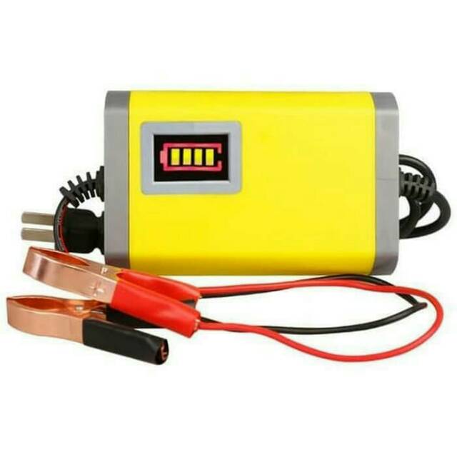 CHARGER AKI MOTOR MOBIL EU PLUG 12V 2A LED BASAH KERING MF GEL LITHIUM