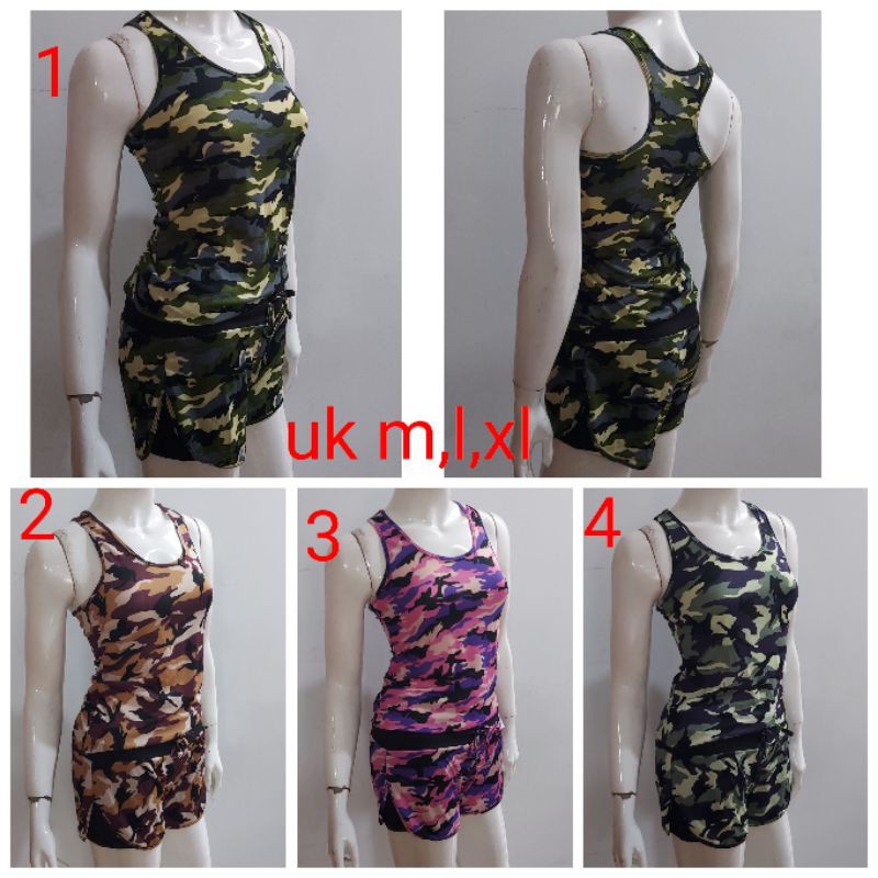 setelan celana pendek doreng setelan senam baju senam grosir baju senam