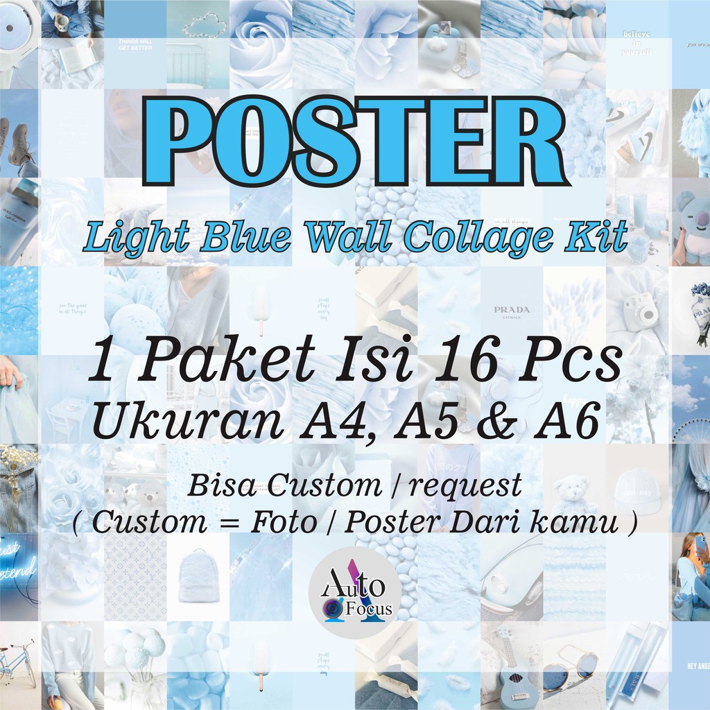 

(16PCS) POSTER AESTHETIC LIGHT BLUE WALL COLLAGE KIT 1 PAKET A6, A5 DAN A4