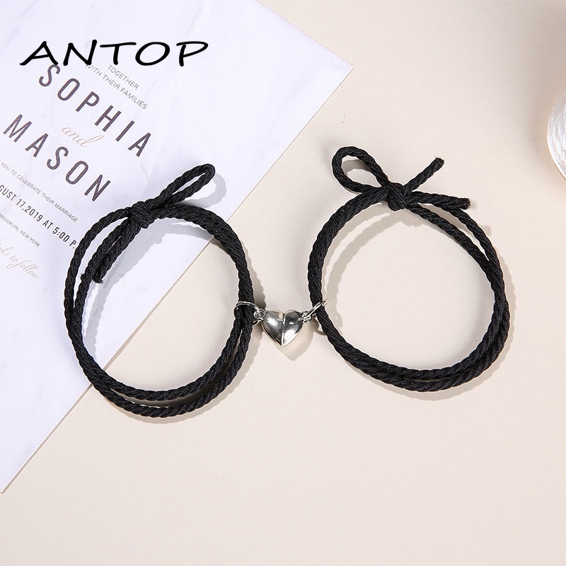 2 Pcs Gelang Couple Magnet Attract Each Other Gelang Elastis Pasangan Pria Dan Wanita ANTOP