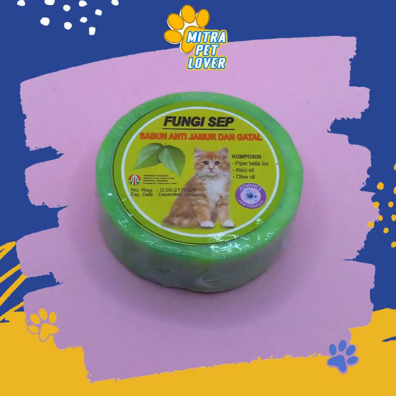 SABUN ANTI JAMUR KUCING - FUNGISEP HERBAL SOAP - ANTI GATAL SCABIES DEMODEX KUDIS EKSIM KORENG KUTU BAKTERI KITTEN FUNGI SEP - MURAH GARANSI KUALITAS ASLI ORIGINAL - PET ANIMAL VETERINARY TAMASINDO OBAT &amp; VITAMIN HEWAN BINATANG PELIHARAAN MITRAPETLOVER