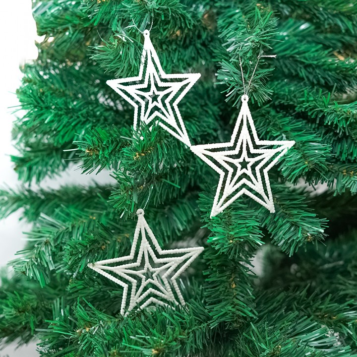 Hiasan Natal Bintang Putih Isi 3 bintang natal bintang pohon natal hias bintang gantung pohon natal 