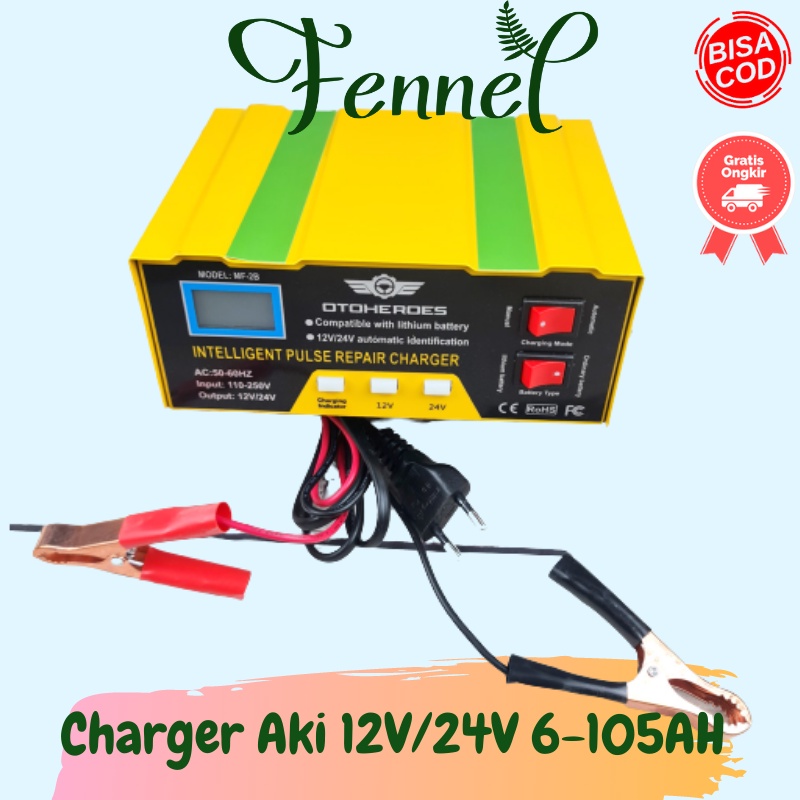 Charger Cas Aki Accu Mobil Smart Battery Charger 12V/24V 6-105AH MF-2B