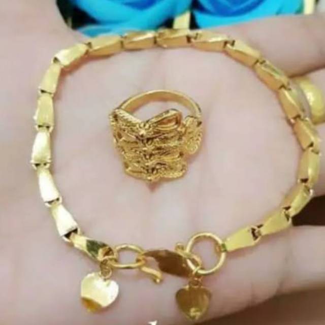 Xuping gelang dan cincin lapis emas 24k 2702h