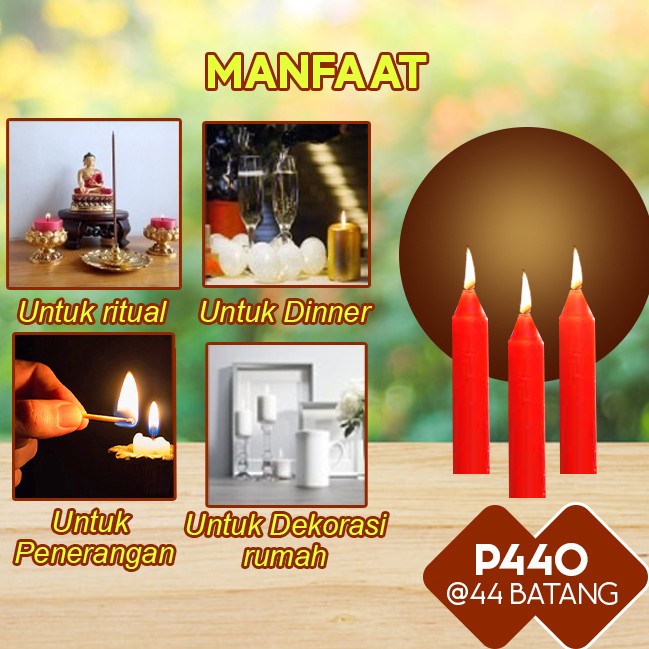 Lilin Batang Sembahyang Sukhavati P360 Merah